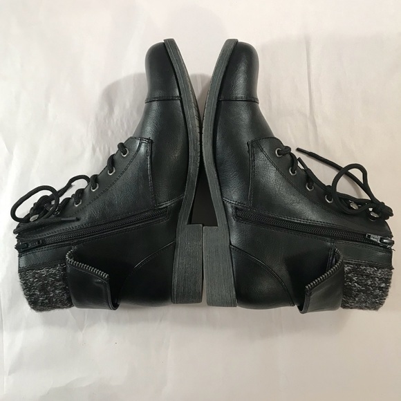 Mudd Womens sz9M Lace-up Knit Ankle Cuff Boots-Blk - Picture 6 of 8